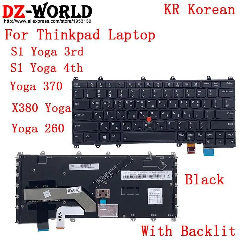 US English GR GK KR ARA TH HB IL KZ RU TW Backlit Keyboard For Lenovo Thinkpad S1 4th X380 Yoga 370 260 Laptop 01AV675 01AV688