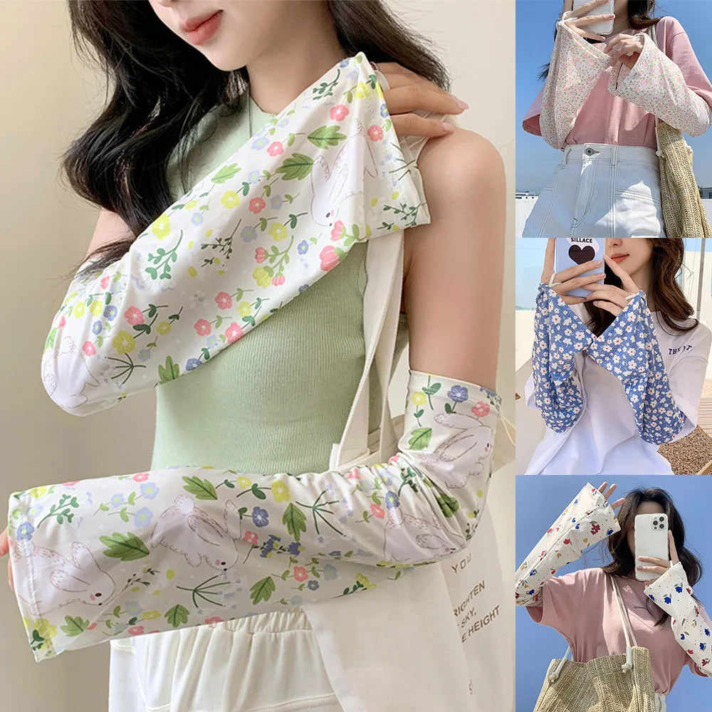 Loose Cycling Arm Sleeves Ice Fabric  UV Protection Sunscreen Running Sleeve Outdoor Sport Cycling Arm Warmers Men Women YZL05