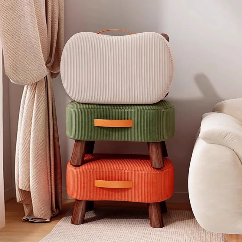Household    Stool   Footstool   Wood Material   Living Room Furniture   Wooden Frame   Fabric