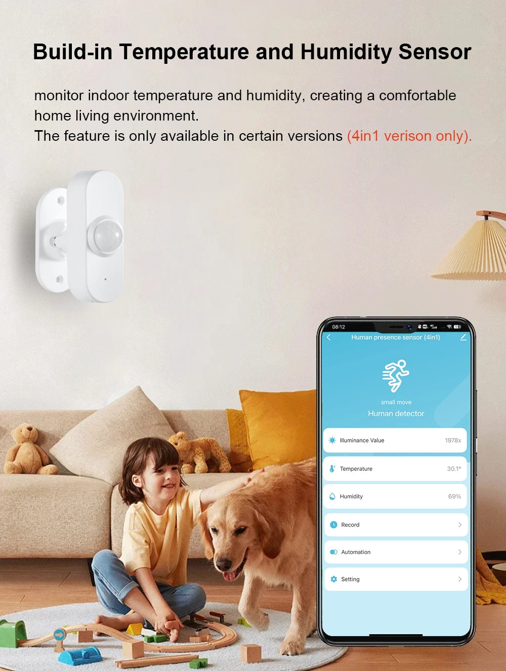 Smart Zigbee Human Presence Sensor 24G Mmwave Radar Motion Light Detector Smart Home Optional Temperature And Humidity Detection
