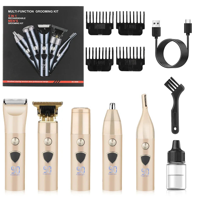 Men's 5-in-1 Electric Body Hair Trimmer Professional Hygienic Beauty Razor Shaver for Face Ear Nose - Professional Hair Trimmer