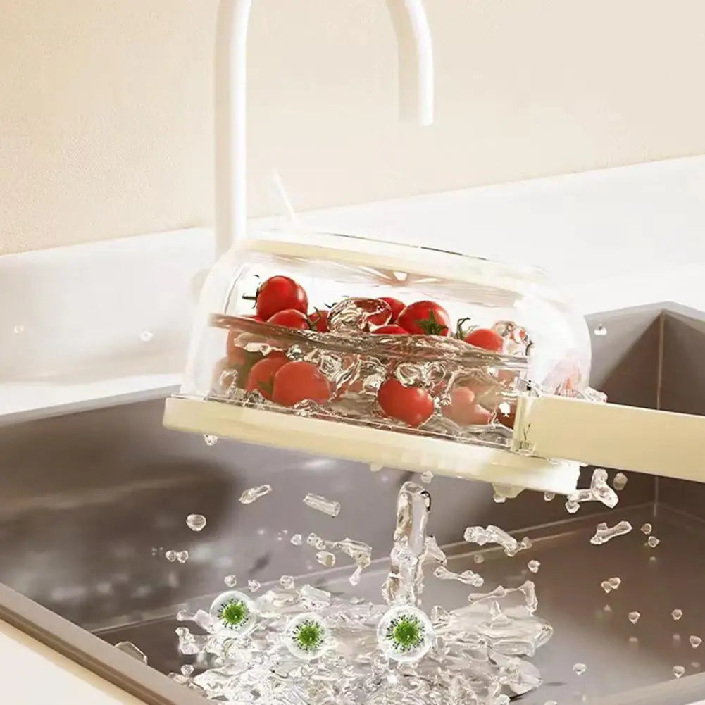 Food Grade Double-Layer Draining Bowl, Fruit Strainer, Colander Bowl with Lid Handle, Bpa Free for Efficient