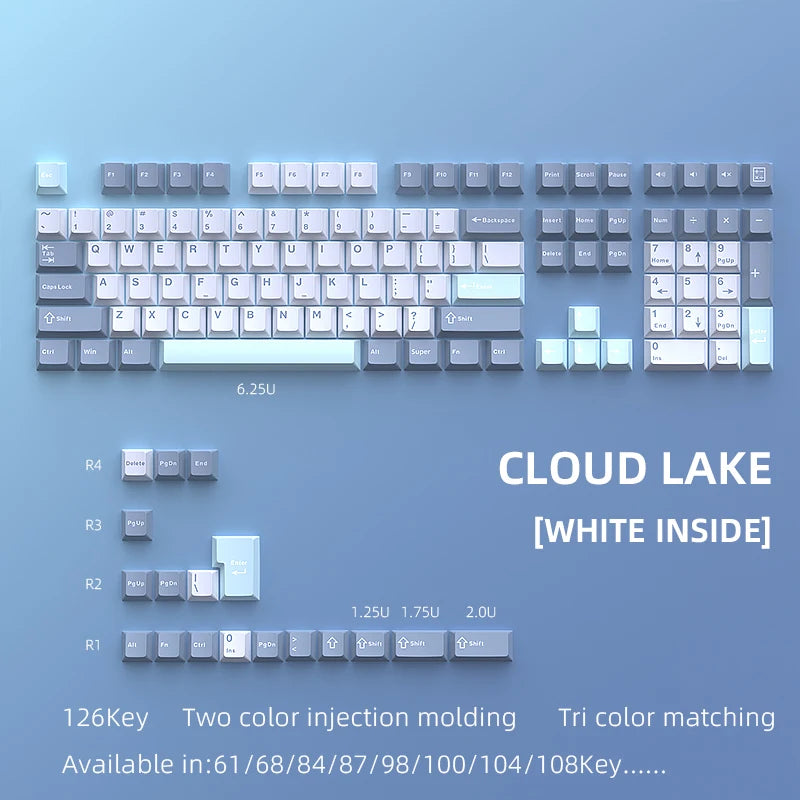 USLION 126 Keys Cherry Profile Keycaps ISO Layout Minimalist PBT Key Caps for Gaming Mechanical Keyboard GMK87 GMK67 AULA 75