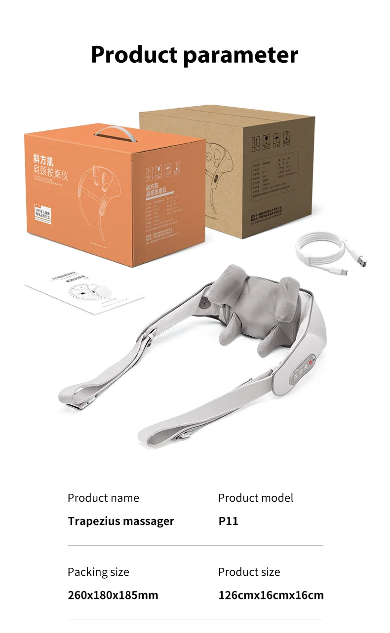 Shiatsu Back Shoulder and Neck Massager with Heat Cordless Deep Tissue 6D Kneading Massage Pillow Massage Shawl for Muscle Relax