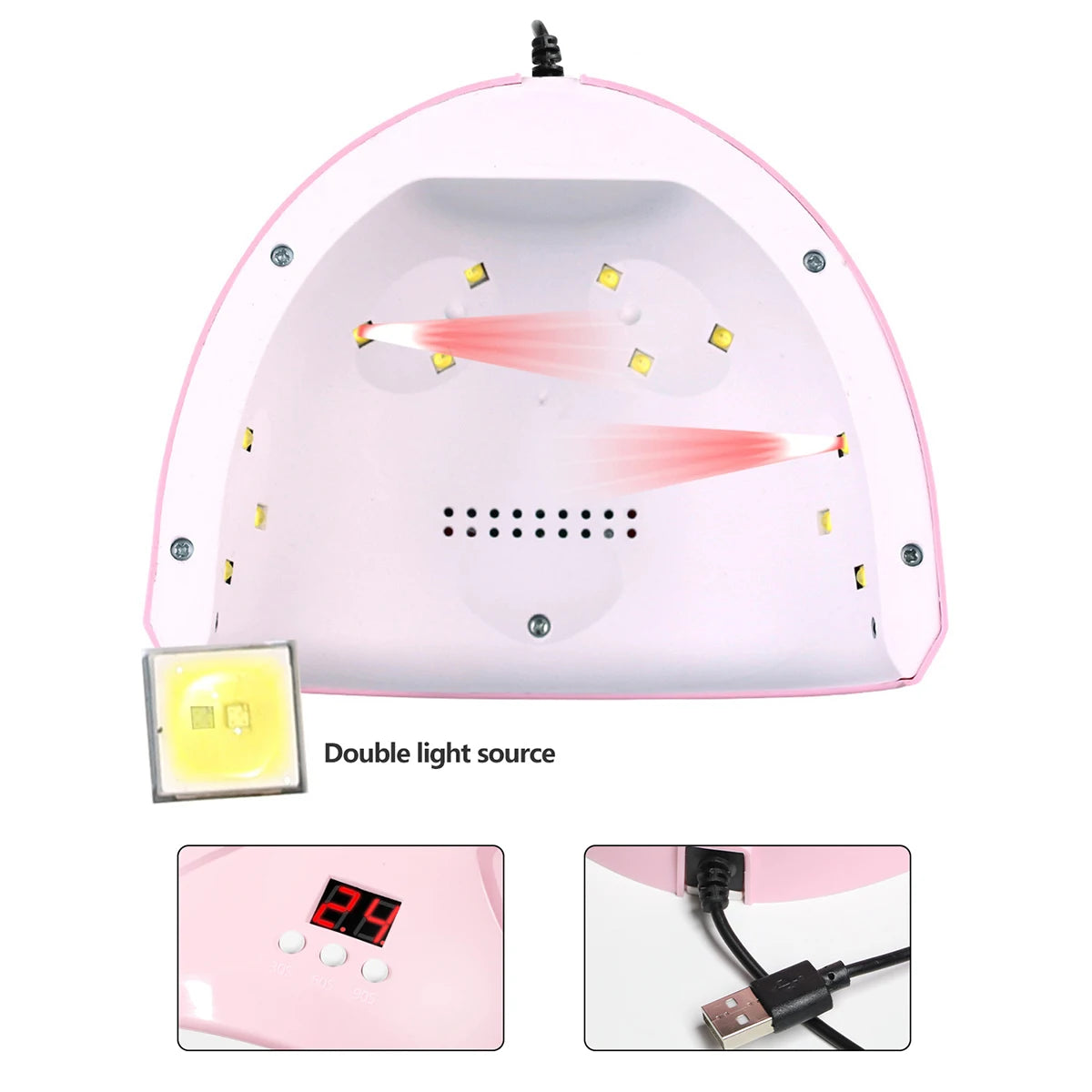 YIKOOLIN 46-Piece Essential Manicure Tool Set With LED UV Nail Lamp Gel Curing Machine Electric Nail File Drill Manicure Tools