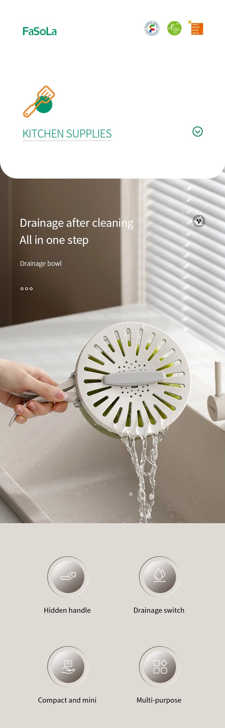 Folding Handle Drain Basket with Lid Fruit Vegetable Washing Bowl Kitchen Washing Basket Plastic Colander Water-Filtering Basin