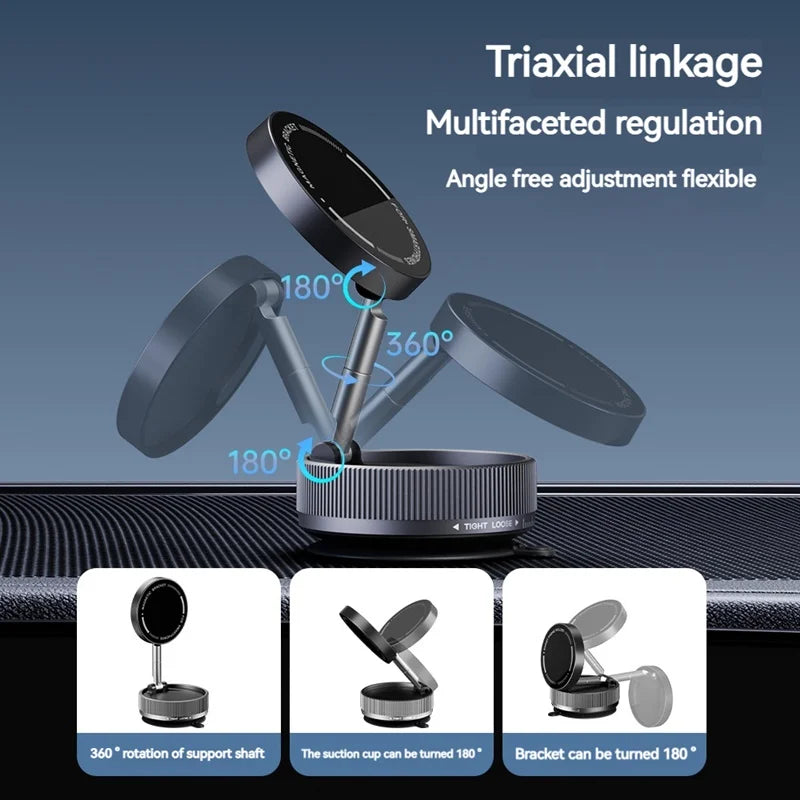 Vacuum Magnetic Car Phone Holder Foldable Suction Cup Kitchen Mirro Gym Bath Shower for Iphone 16 15 14 13 12 11 Pro Max Samsung