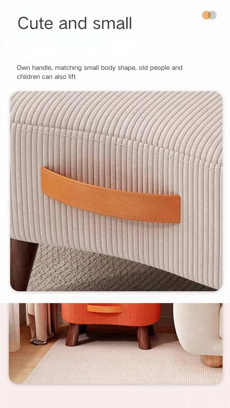 Household    Stool   Footstool   Wood Material   Living Room Furniture   Wooden Frame   Fabric