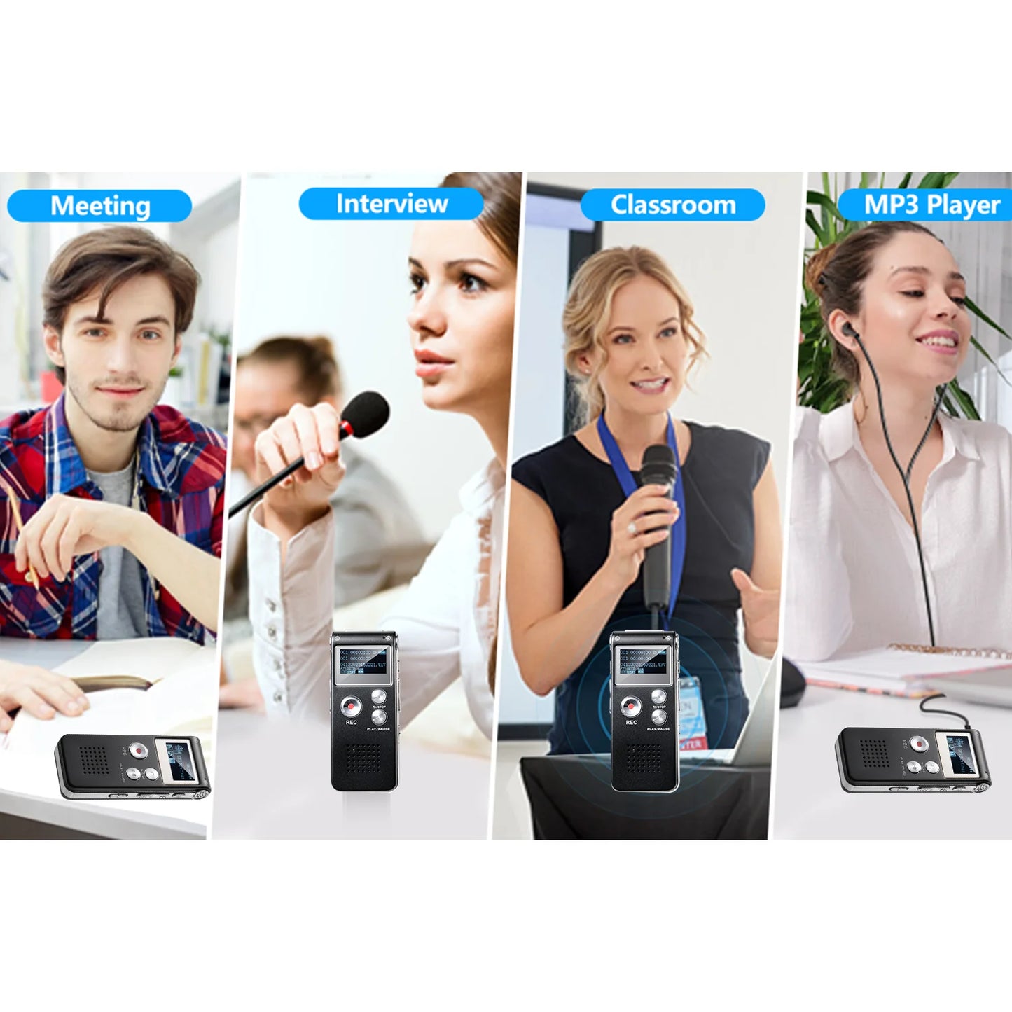 Digital Voice Recorder Voice Activated Recorder Mini Voice Recorder Upgraded Small Audio Recorder with MP3&USB for Lectures