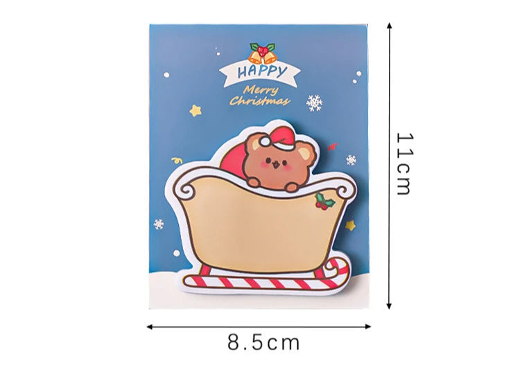 4Pcs/Lot Cute Christmas Sticky Notes Christmas Snowmen Bear Gifts Message Notes Decorations Stickers Kids School Office Supplies