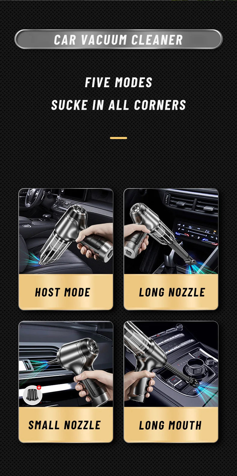 Car Vacuum Cleaner 95000PA High Power 3in1 Handheld Vacuum Cleaner Portable Cordless Vacuum Cleaner for Car Office Home Cleaning