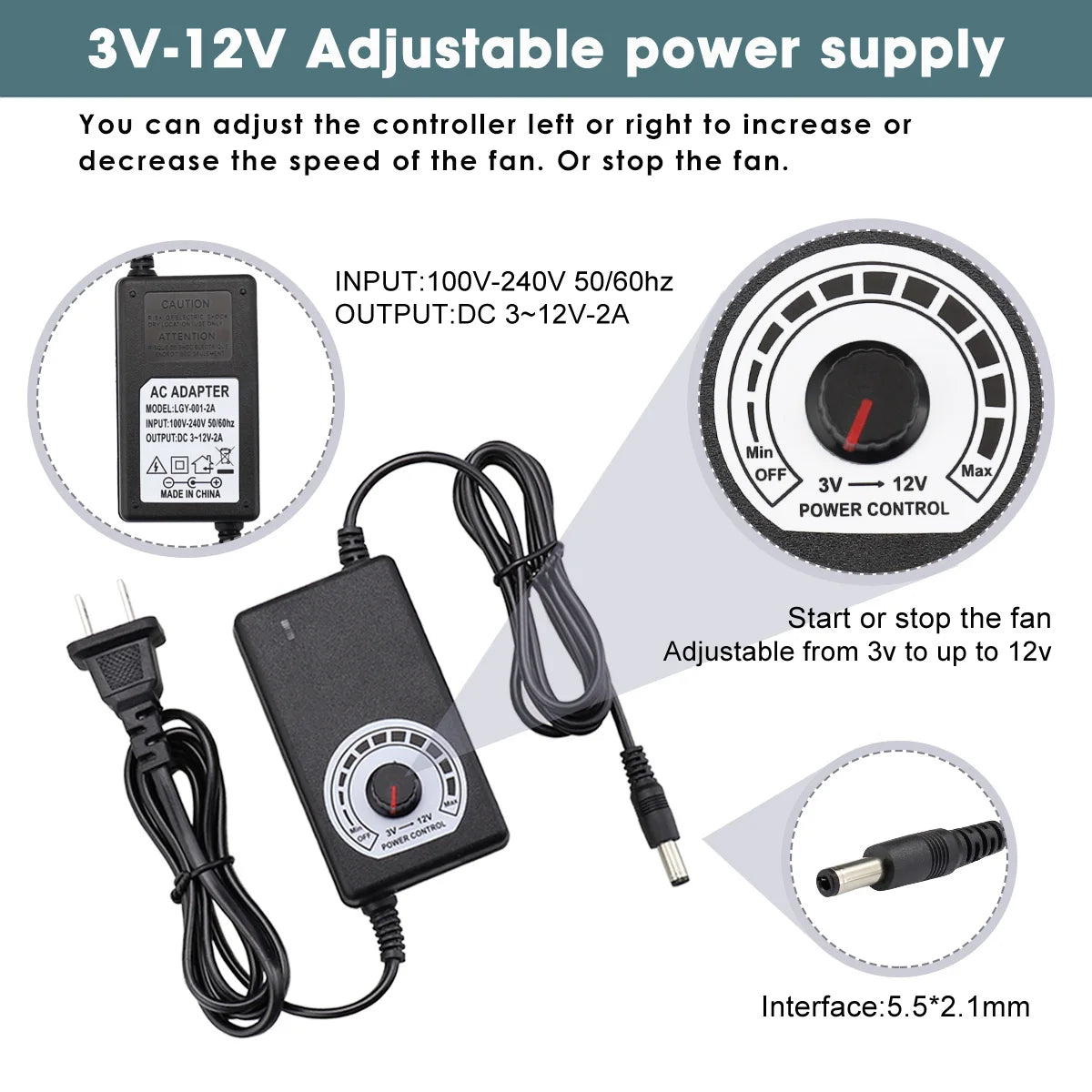 GDSTIME 80mm Server Fan DC 12V 220V Btc Mining Machine Chassis Workstation Cabinet Radiator 8025 Dual Ball PC Computer Case Fan