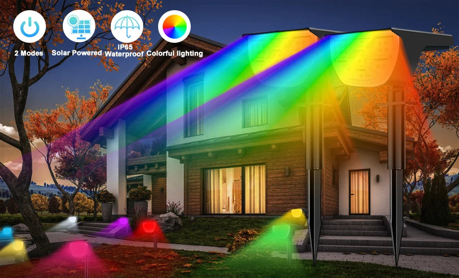 72/68 LED Solar Landscape Lights Outdoor IP65 Waterproof Solar Light with 3 Modes Solar Garden Spotlight for Yard Lawn Walkway