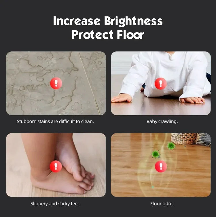 Household floor care robot, USB rechargeable, with humidifier function, combined with care solution,Waxing / Lightening / Care