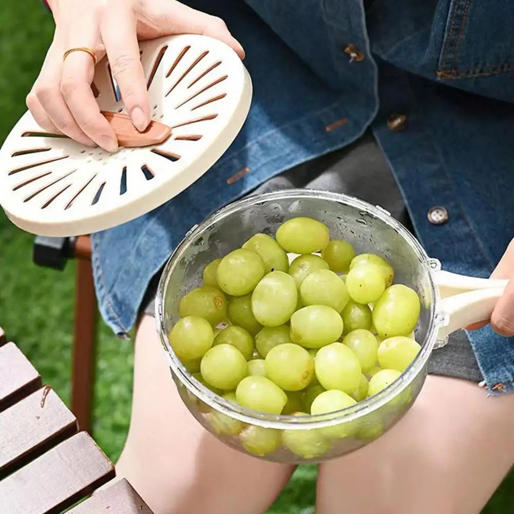 Food Grade Double-Layer Draining Bowl, Fruit Strainer, Colander Bowl with Lid Handle, Bpa Free for Efficient