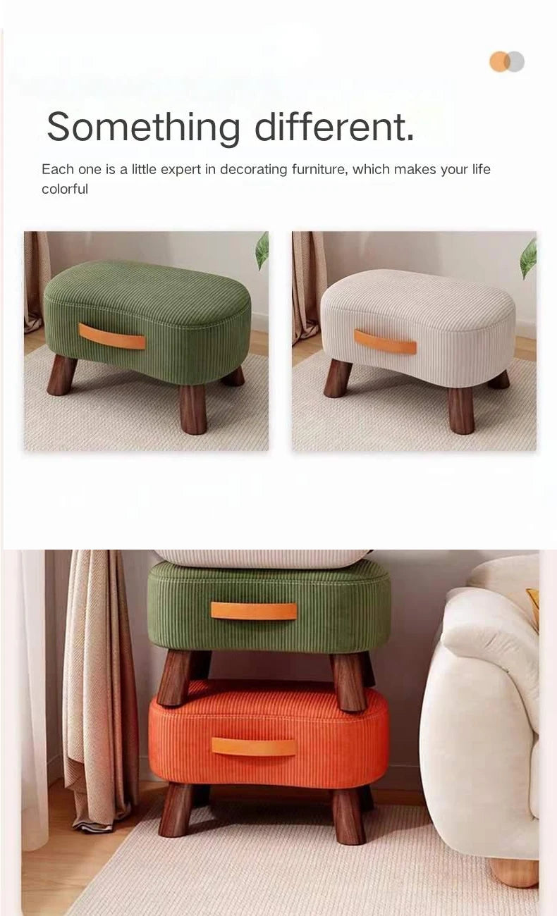 Household    Stool   Footstool   Wood Material   Living Room Furniture   Wooden Frame   Fabric