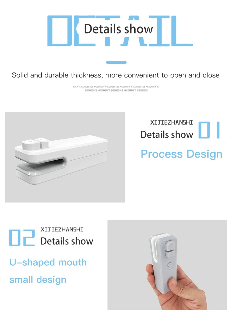 Home Use Rechargeable 2 in1 Bag Sealer Cutter with Magnetic Electric Food Cut and Seal Tool Machine for Tea Chip Bag Heat Reseal