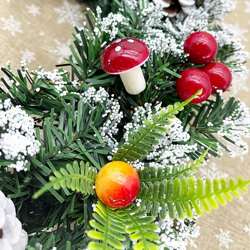 Classic Christmas wreath, holiday wreath, handmade Christmas tree decoration, simulated mushroom red fruit wreath