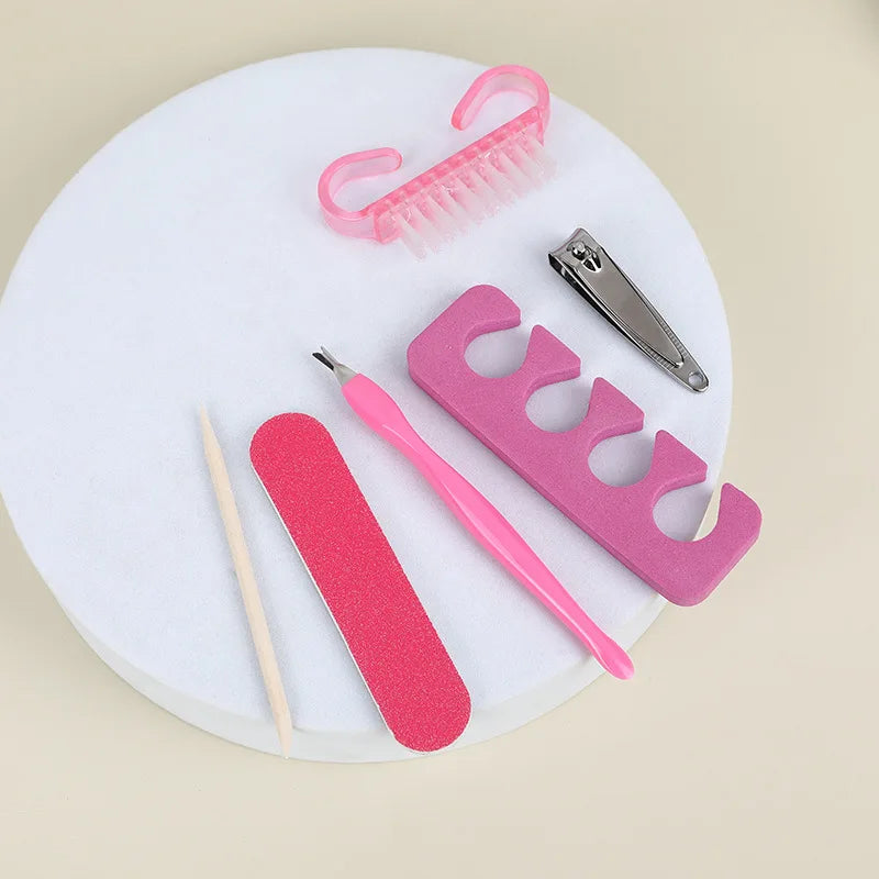 6pcs Manicure & Pedicure Kit – Includes Fingernail Toenail Clipper,Cuticle Pusher,Nail Brush,Finger Seperators&Nail File