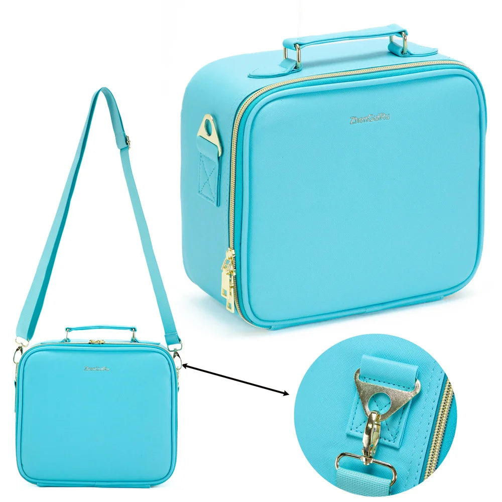 PU Leather Makeup Bag with Mirror 2024 New Leather Multi-Functional Women Cosmetic Case Large Capacity Water-resistant Bag