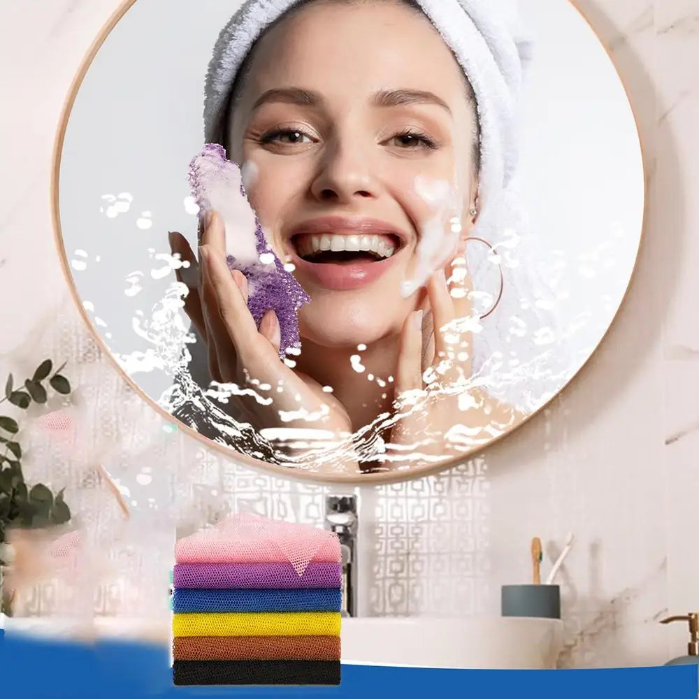 Colorful African Net Cloth Washcloth Body Exfoliator Reusable Bath Sponge Washcloth African Scrubbing Long Net Rag Shower