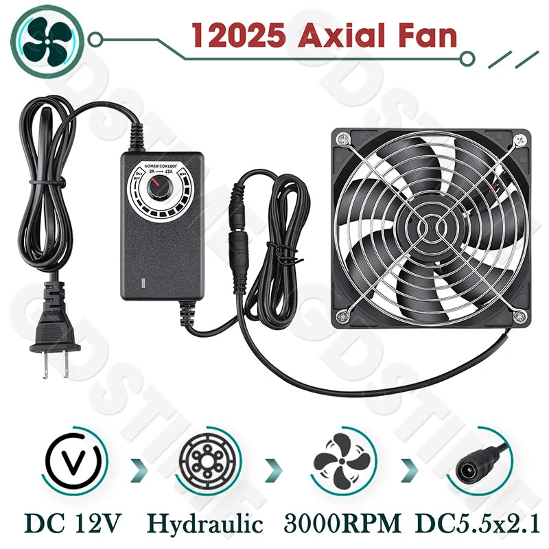 Gdstime CPU Cooler 12V 80MM Fan 120MM DIY Server High Speed Fan for Desktop Computer Case Cooling 220V Power Adjustable Speed