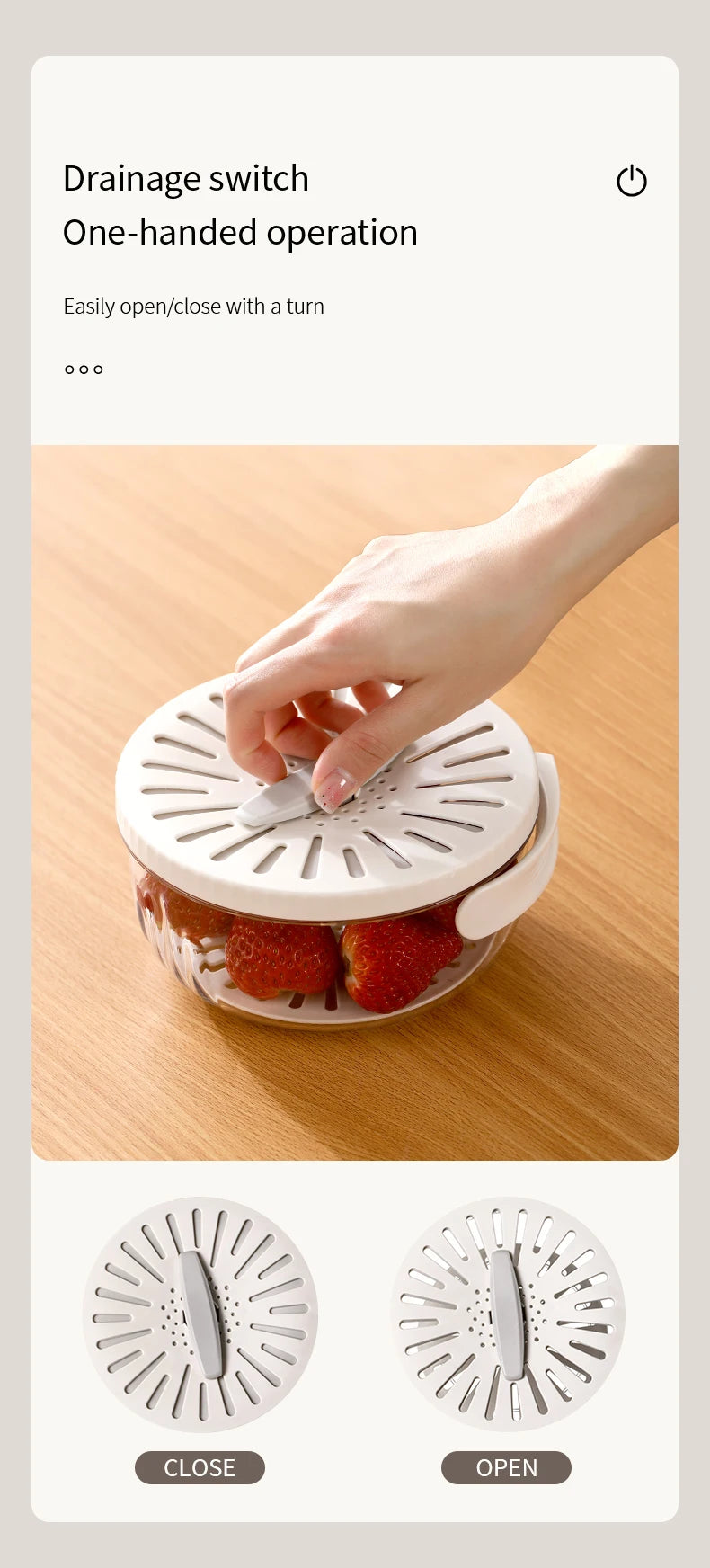 Folding Handle Drain Basket with Lid Fruit Vegetable Washing Bowl Kitchen Washing Basket Plastic Colander Water-Filtering Basin