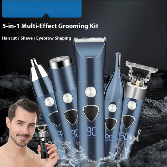 Men's 5-in-1 Electric Body Hair Trimmer Professional Hygienic Beauty Razor Shaver for Face Ear Nose - Professional Hair Trimmer