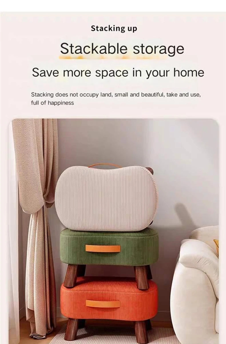 Household    Stool   Footstool   Wood Material   Living Room Furniture   Wooden Frame   Fabric