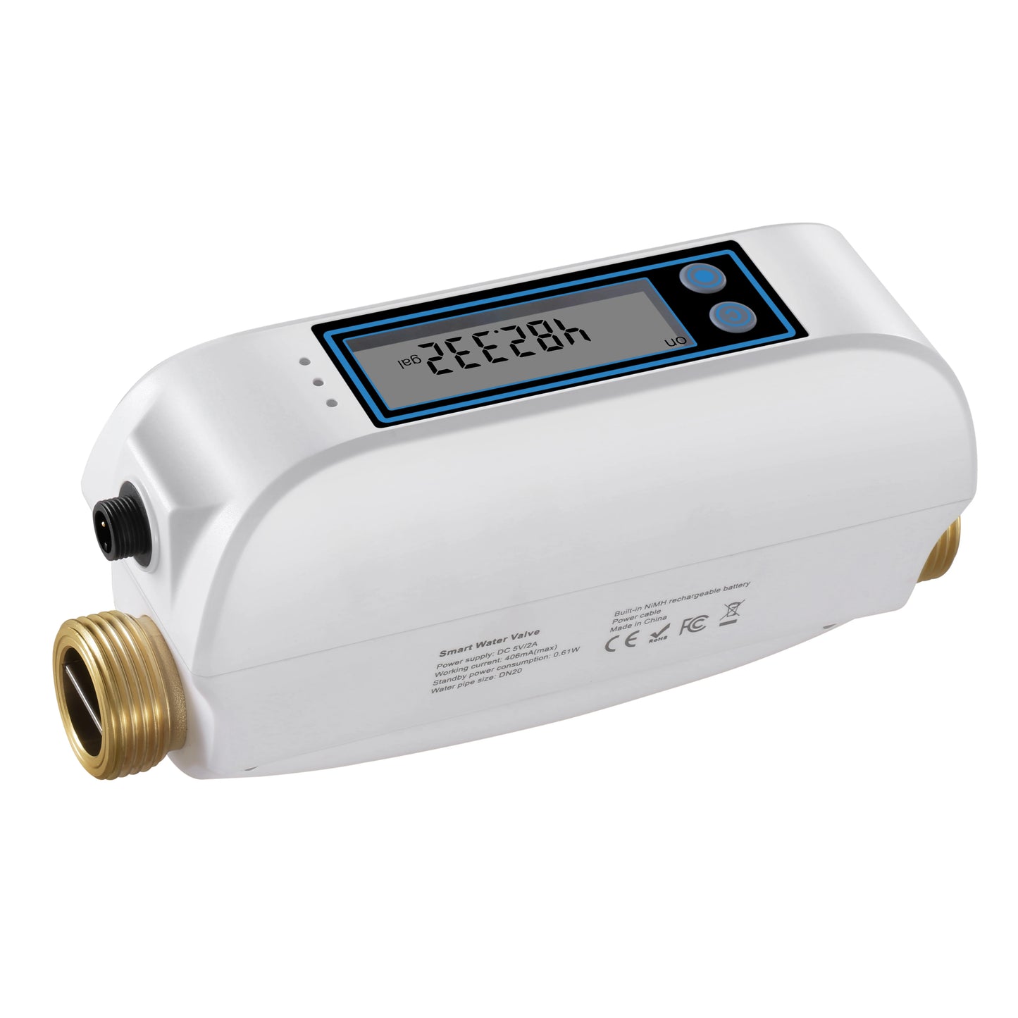 Haozee Tuya Smart WiFi Water Valve Shutoff Water Flow Meter Built in Rechargable Battery for DN20 3/4-Inch Diameter Pipe