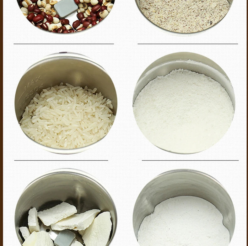 Household electric grinding machine. Household dry grinder, portable coffee machine for grains and miscellaneous grains, grinder