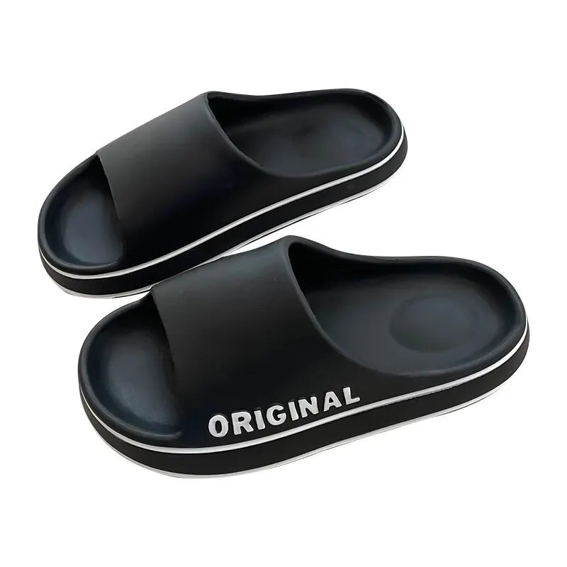 Feslishoet Letter Beach Slides Solid Color Women/Men Thick Sole Indoor Bathroom Anti Slip Sandals