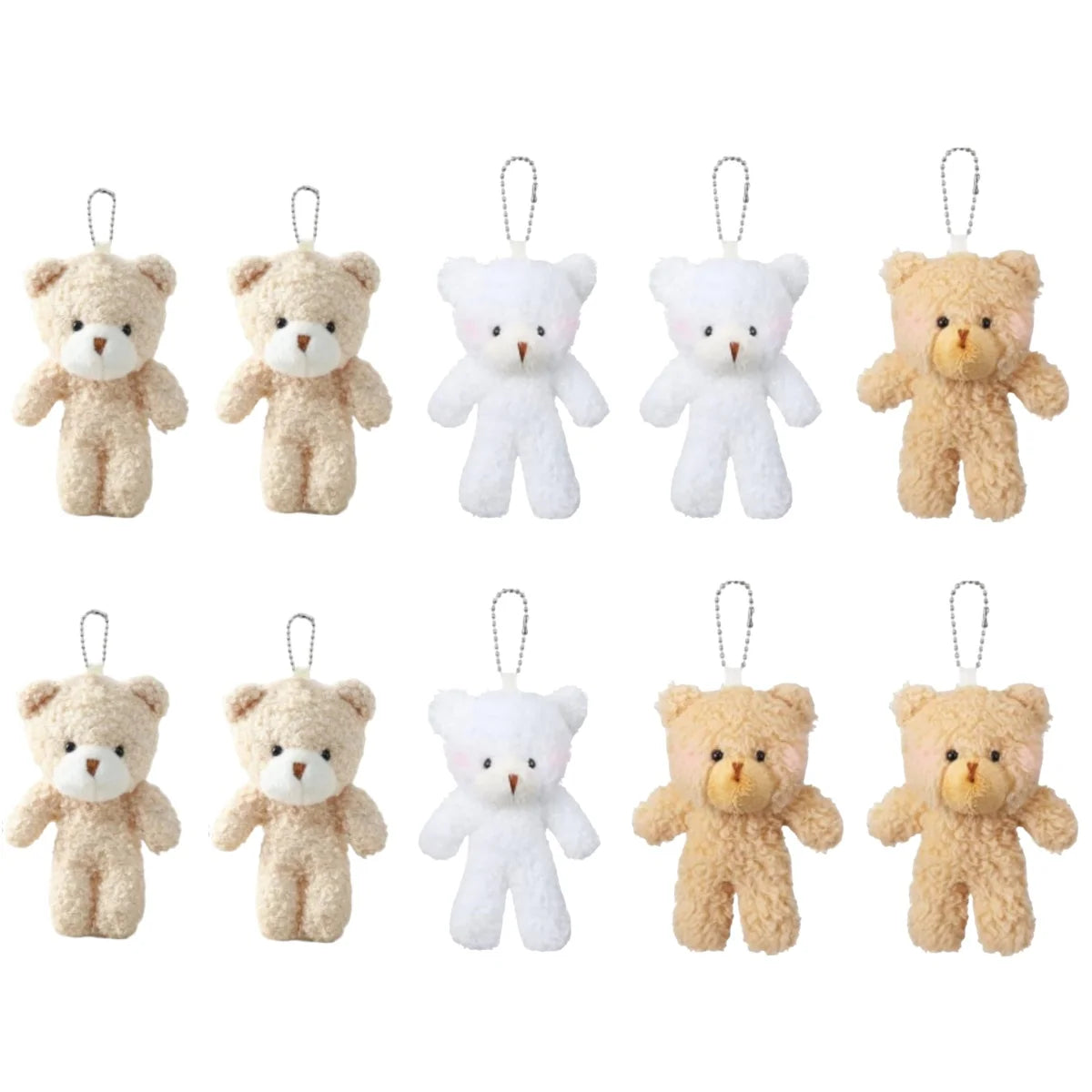10Pcs/lot Plush Teddy Bears Toys 12cm Cute Animal Stuffed Dolls Kawaii Girl Blush Bear Keychain Christmas Birthday Party Gifts
