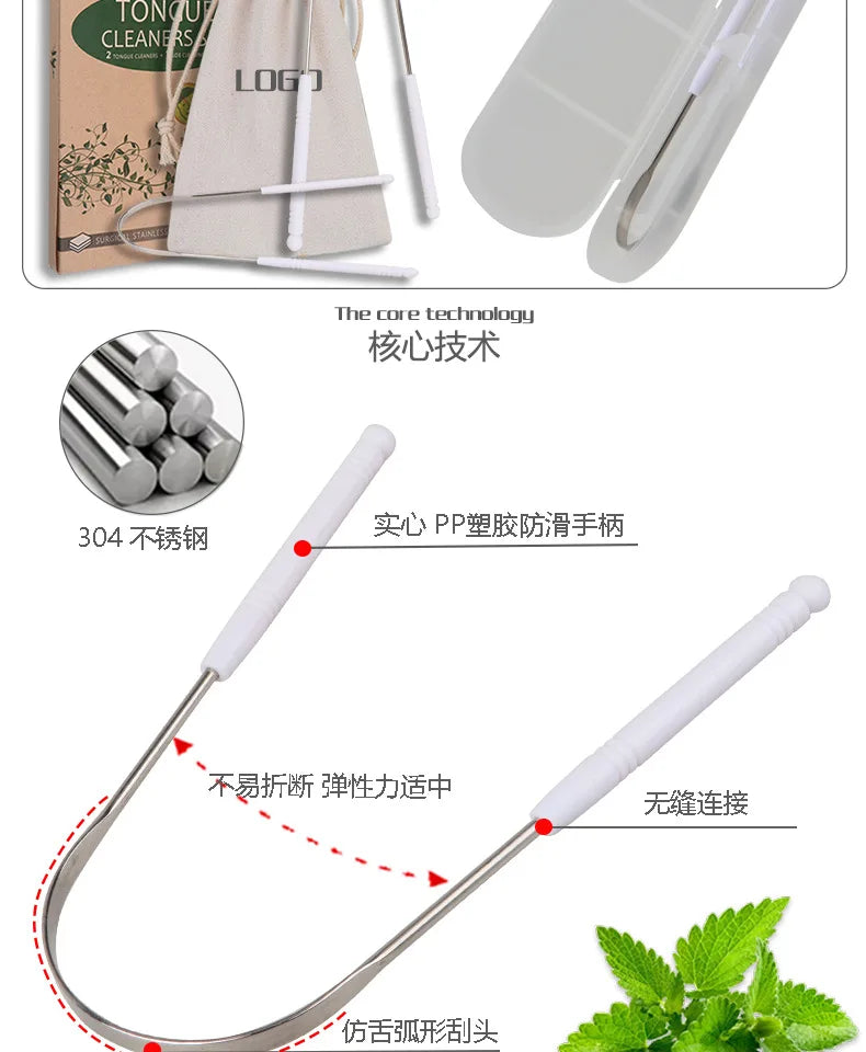 Stainless Steel Tongue Scraper Cleaner Fresh Breath Cleaning Coated Tongue Toothbrush Oral Hygiene Care Tools Raspador De Lengua