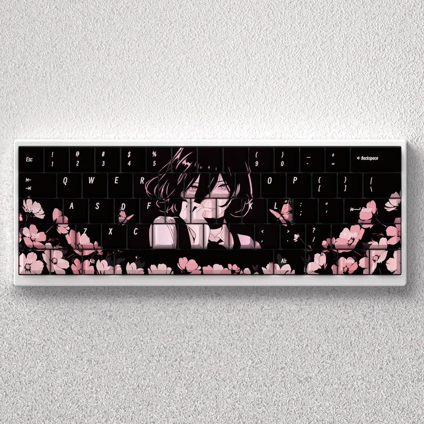 73 Keys Keycaps PBT Dye Sublimation Black Cherry Reze Chainsaw Man for 60 65 68 Mechanical Keyboard Anne Pro 2 GK61