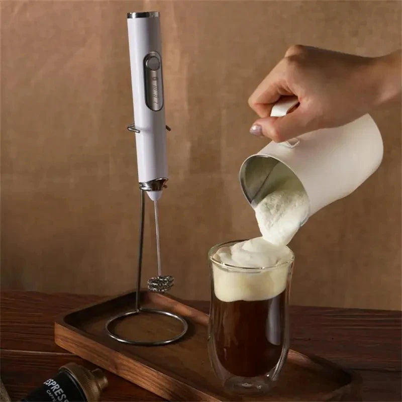 Handheld Double Stick Wireless Whisk Custard Foamer Mini Portable Blender Coffee Milk Three Speed Control Egg White Whipped USB