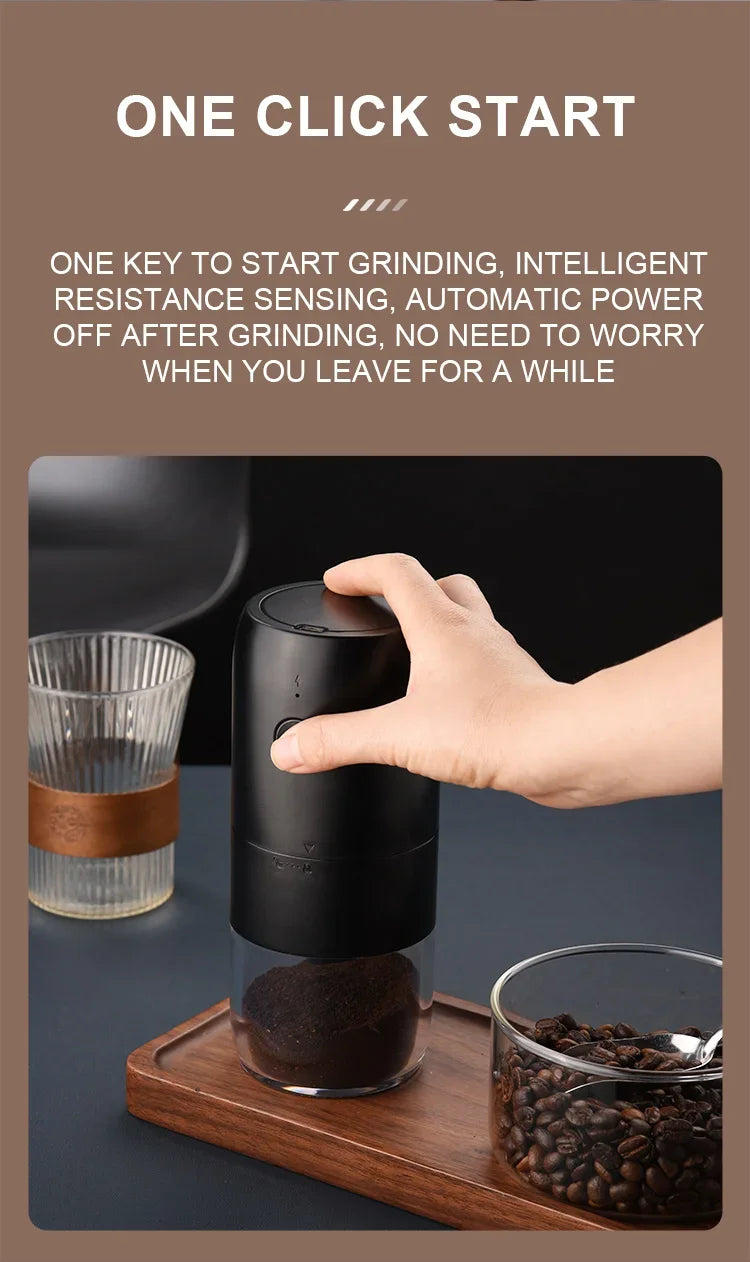 New Professional Portable Electric Coffee Grinder 1800mAh Strong Power Fast Bean Grinding Charging Low Noise Powder