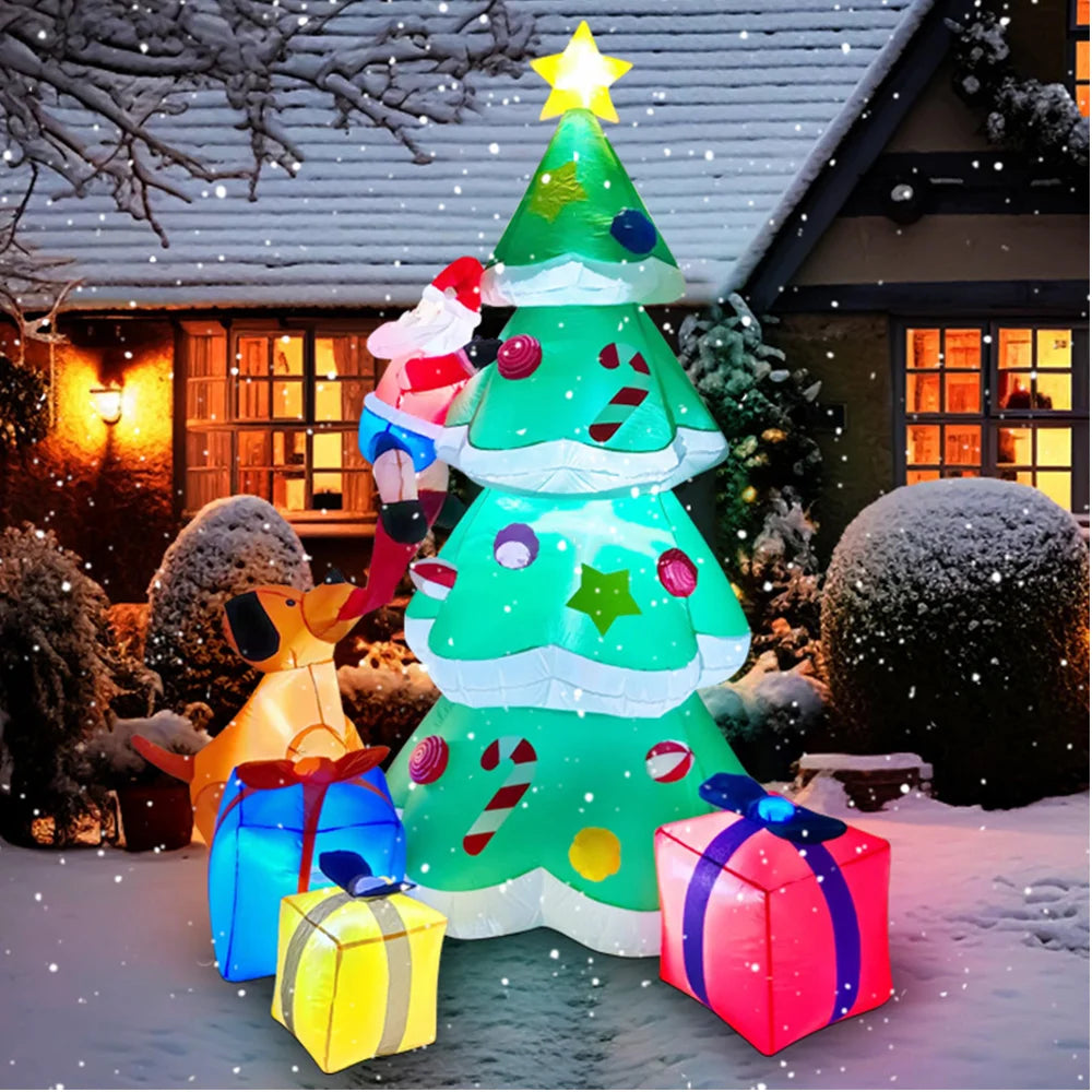 2025 Christmas inflatables Santa 240cm Glowing Santa Claus with LED Outdoor Home Cafe Decoration Party Garden Xmas Decor