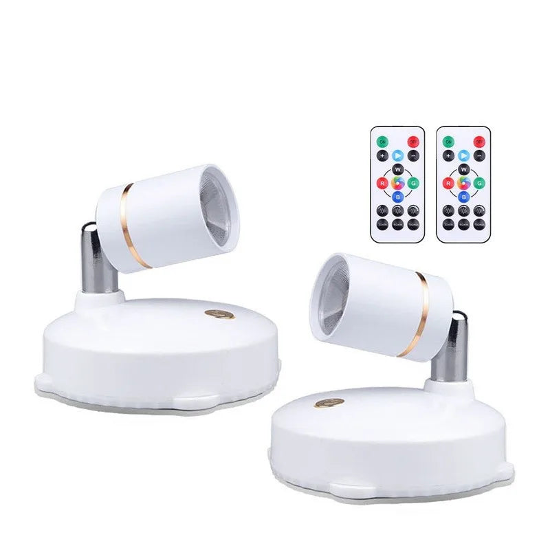 Indoor Wireless Led Spotlight Battery Powered Lights Wireless Wall Decoration Accent Light Mini RGB Spotlight For Lighting Home