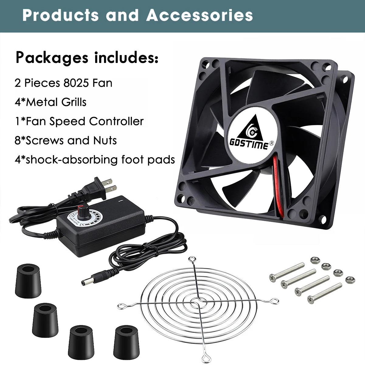 GDSTIME 80mm Server Fan DC 12V 220V Btc Mining Machine Chassis Workstation Cabinet Radiator 8025 Dual Ball PC Computer Case Fan