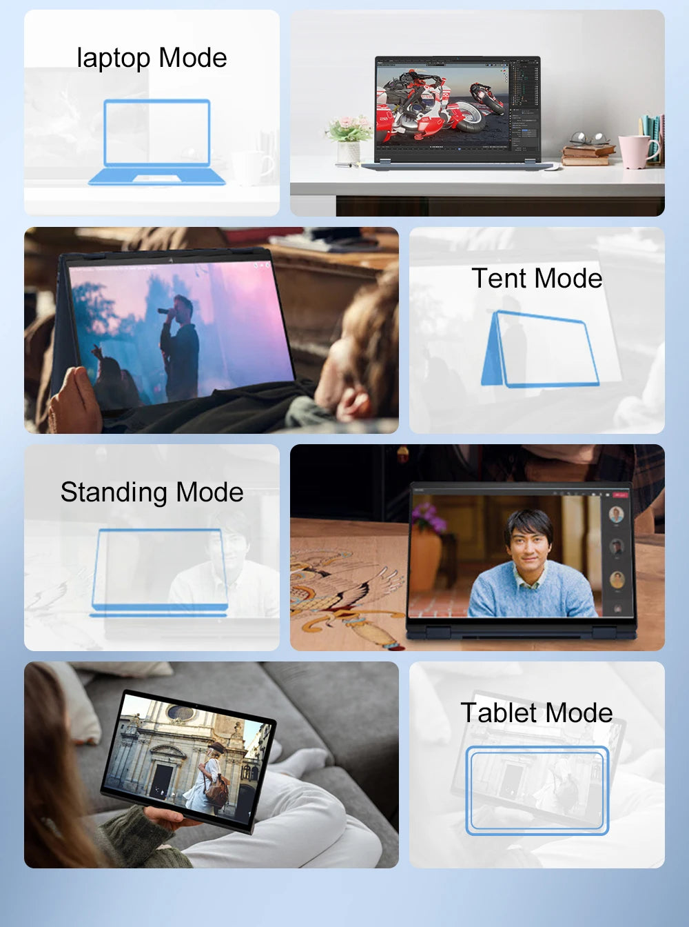 Ninkear YBOOK15 2 in 1 Laptop 360° flip 15.6' FHD IPS Touch Screen Tablet AMD Ryzen™ 3 3200U 16G DDR4+512GB SSD Windows 11 Pro