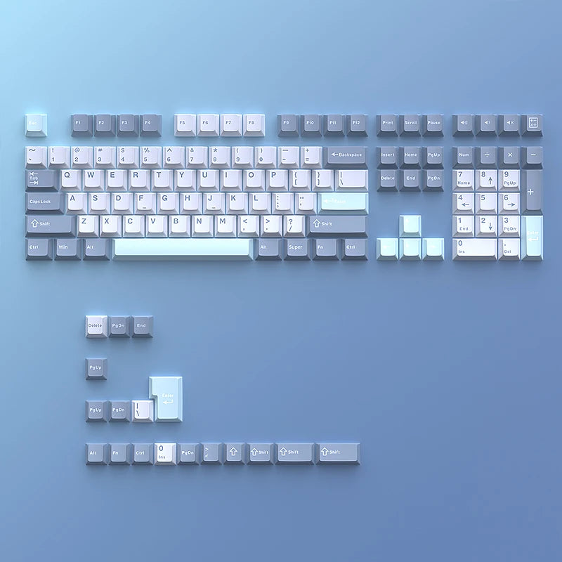 USLION 126 Keys Keycaps Three Color Mix Theme Cherry Profile English PBT Key Caps Set for Mechanical Keyboard