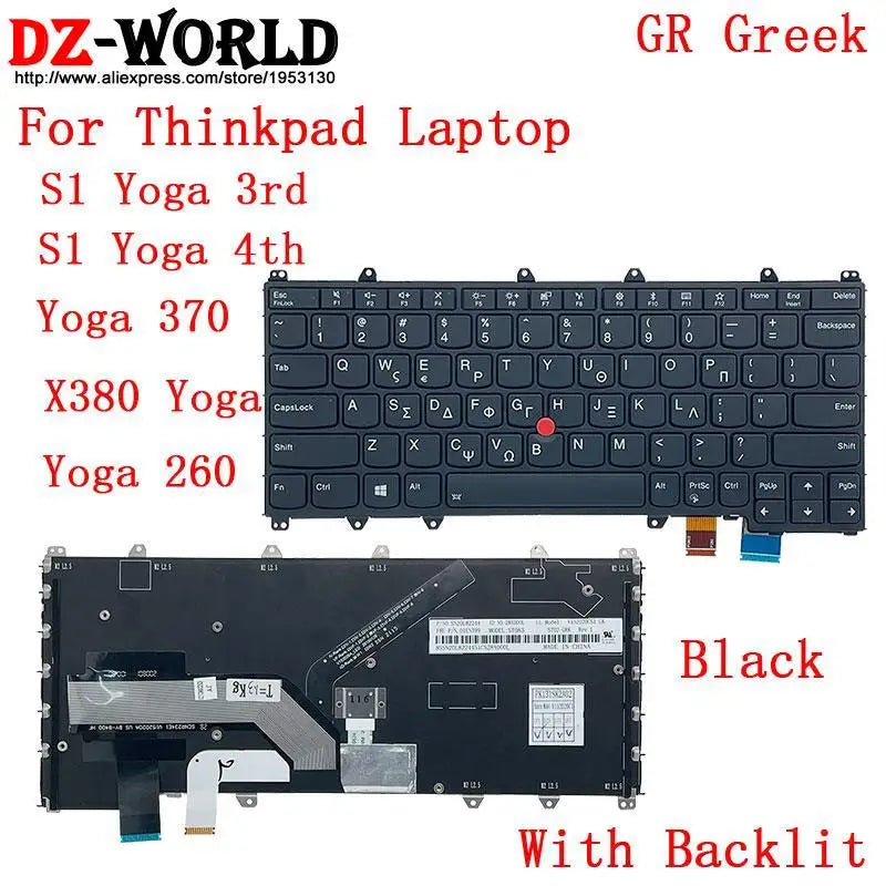US English GR GK KR ARA TH HB IL KZ RU TW Backlit Keyboard For Lenovo Thinkpad S1 4th X380 Yoga 370 260 Laptop 01AV675 01AV688