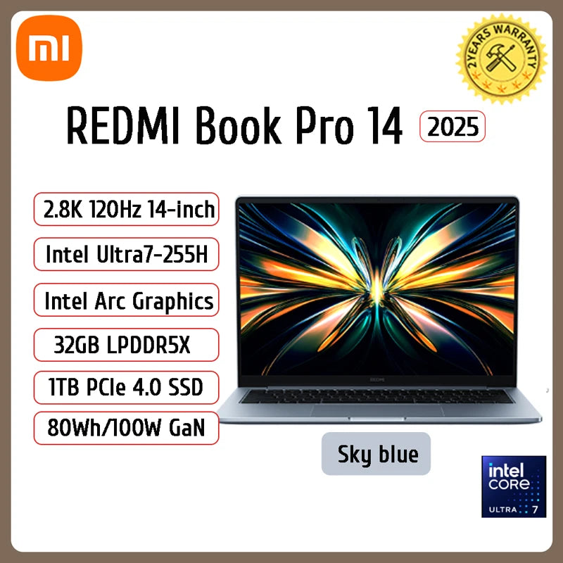 Xiaomi Laptop REDMI Book Pro 14 2025 Laptop Ultra5-225H/Ultra7-255H/16GB/32GB/1TB/2.8K/120Hz