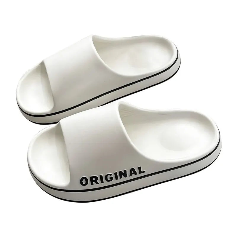 Feslishoet Letter Beach Slides Solid Color Women/Men Thick Sole Indoor Bathroom Anti Slip Sandals