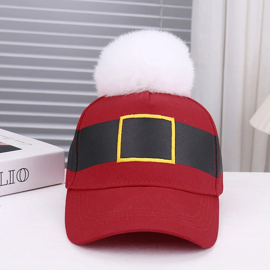 Christmas Decorative Knob Belt Adjustable Baseball Cap for Cosplay Stage Performance Party One Size Fits Most Hat