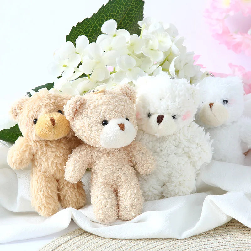 10Pcs/lot Plush Teddy Bears Toys 12cm Cute Animal Stuffed Dolls Kawaii Girl Blush Bear Keychain Christmas Birthday Party Gifts