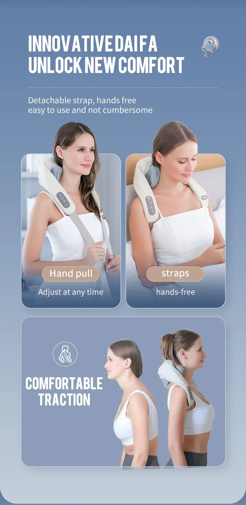 Wireless Neck And Back Massager Shoulder Kneading Massage Shawl Cervical Relaxing Trapezius Massager