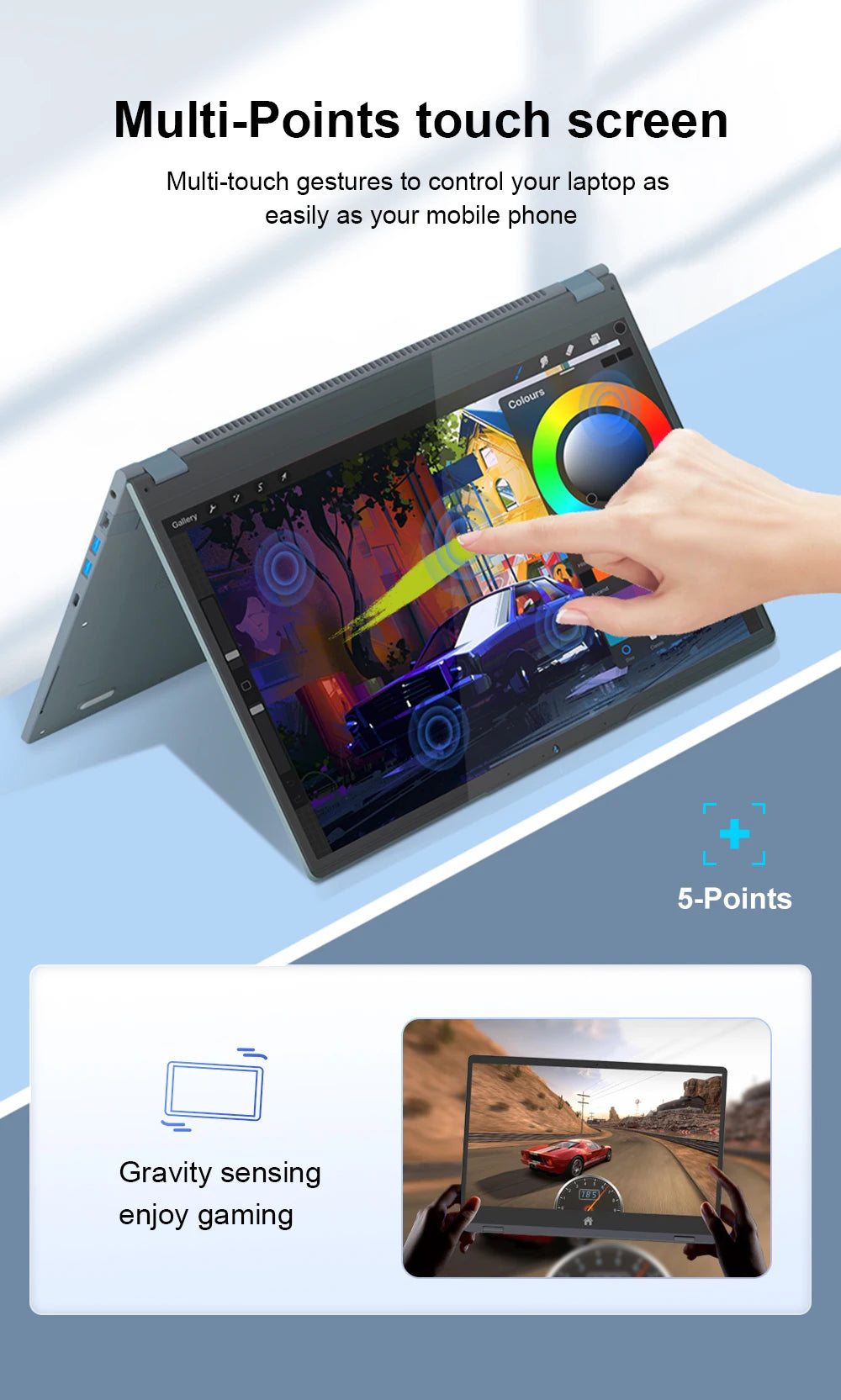 Ninkear YBOOK15 2 in 1 Laptop 360° flip 15.6' FHD IPS Touch Screen Tablet AMD Ryzen™ 3 3200U 16G DDR4+512GB SSD Windows 11 Pro