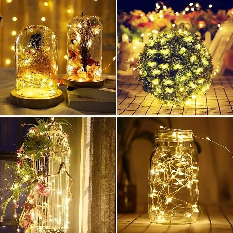 Solar Light String - 1 Set Outdoor Waterproof 8-Mode Copper Wire Fairy Lights for Garden & Christmas